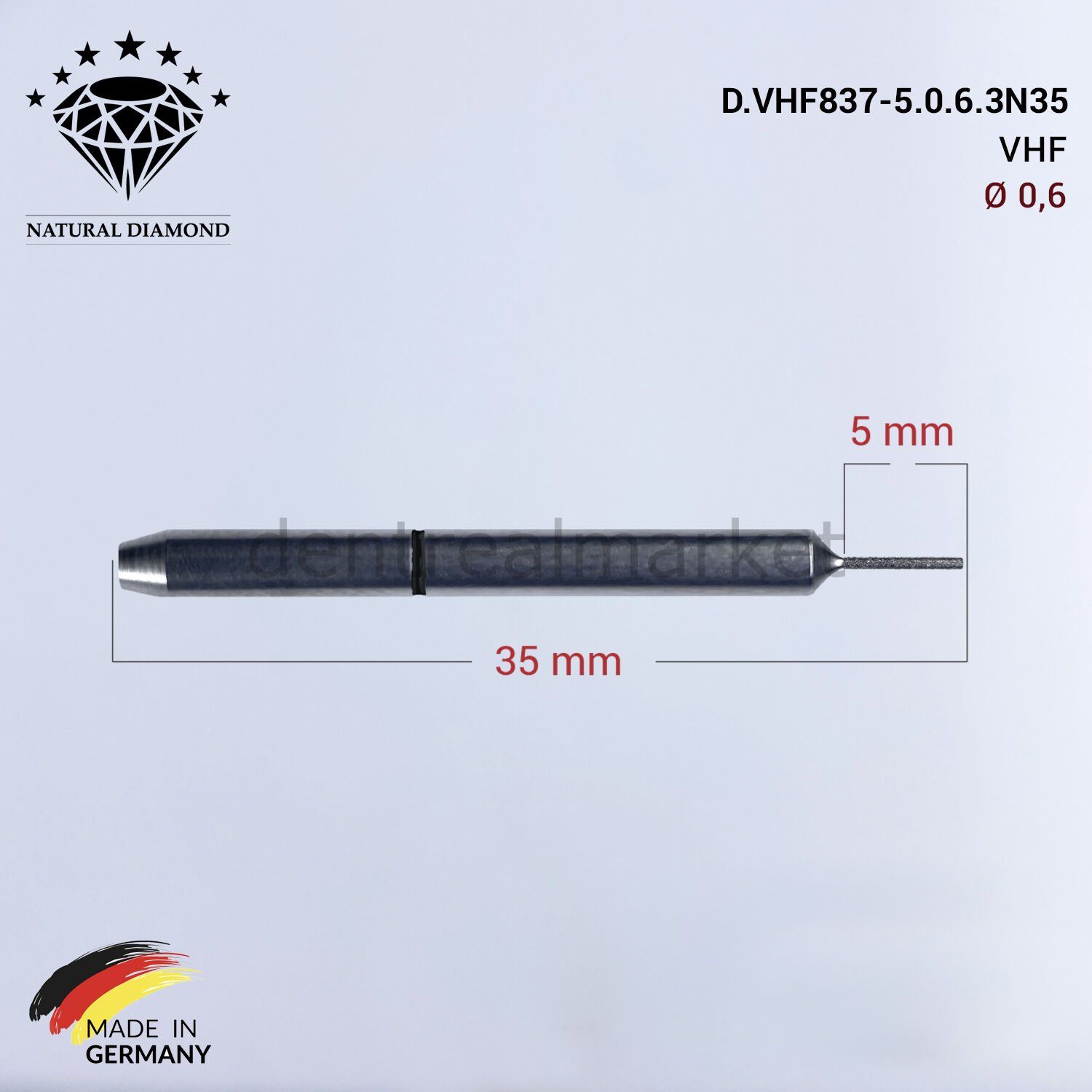 VHF Elmas Cad Cam Drill 0,6 mm