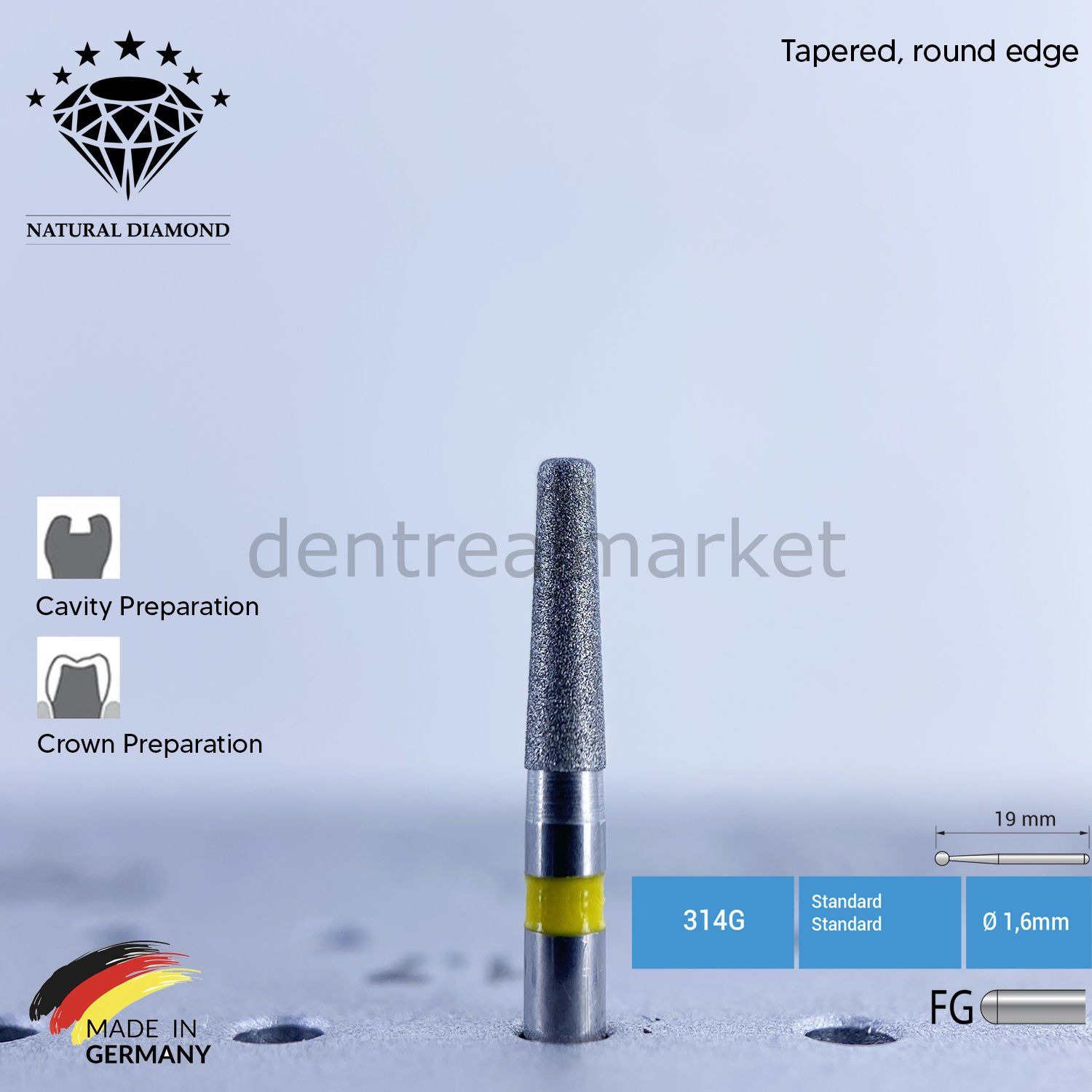 Doğal Elmas Frez - Aeratör - 846KR - Konik - 5 Adet