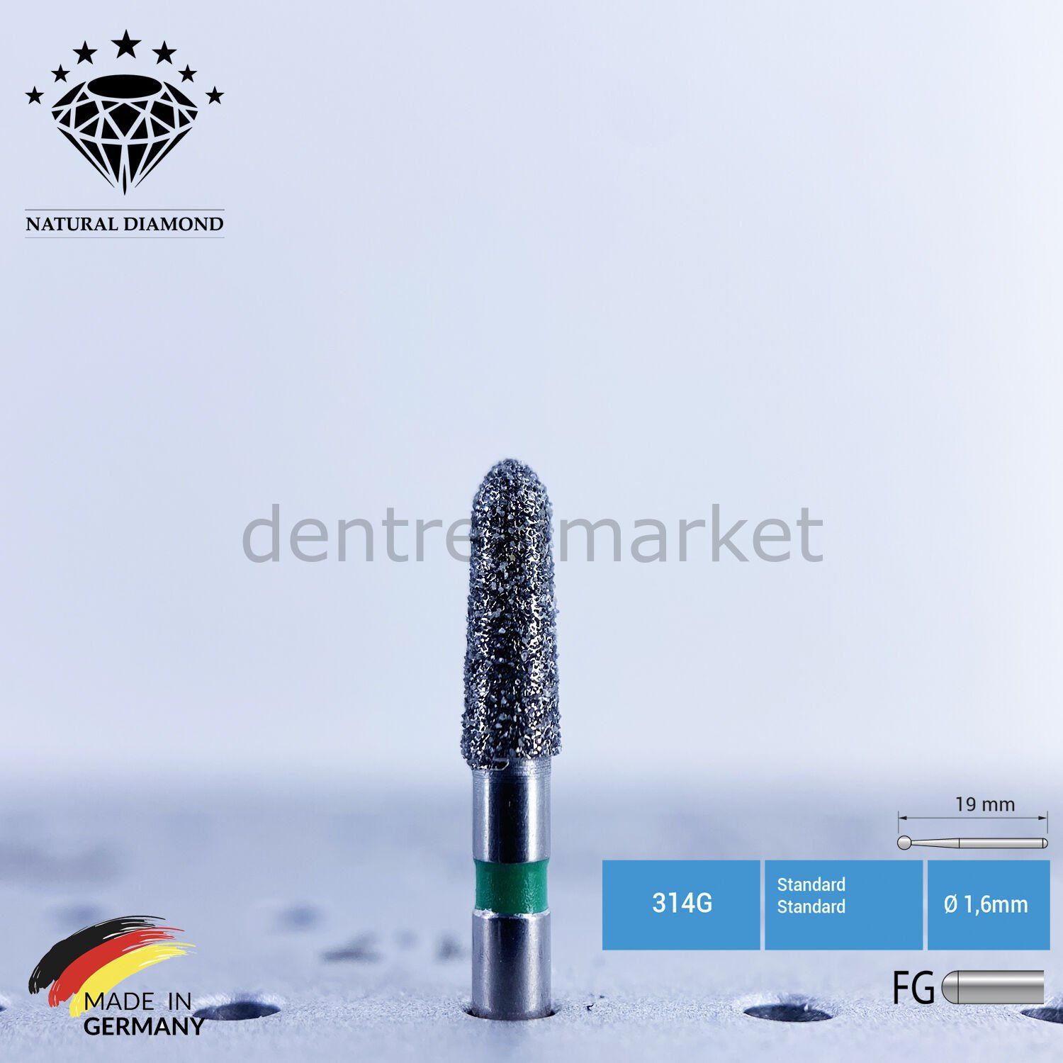 Doğal Elmas Frez - Aeratör 877K - Konik Chamfer - 5 Adet
