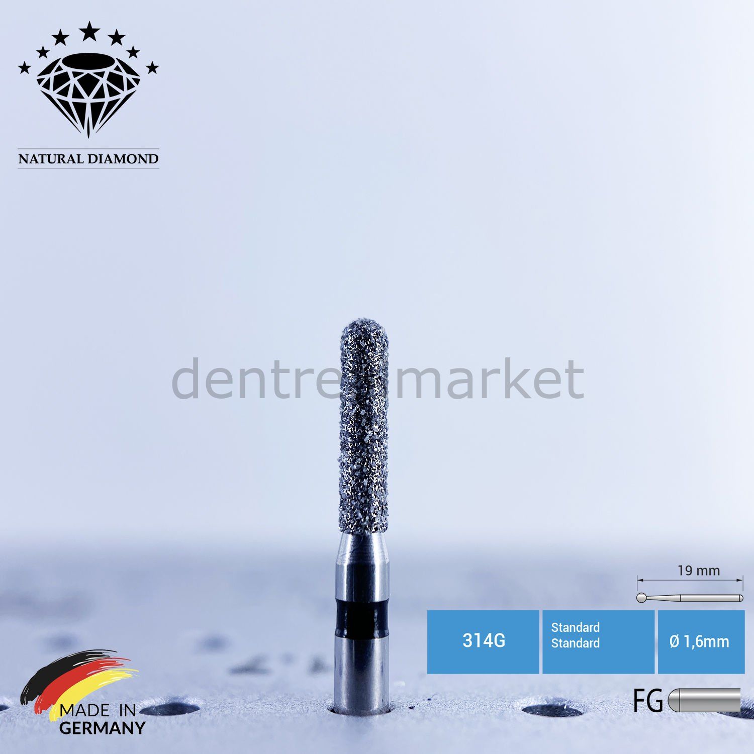 Doğal Elmas Frez - Aeratör - 880 - Silindir - 5 Adet