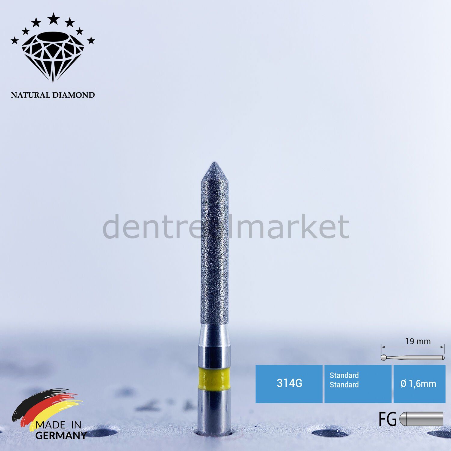 Doğal Elmas Frez - Aeratör - 885 - Silindir - 5 Adet