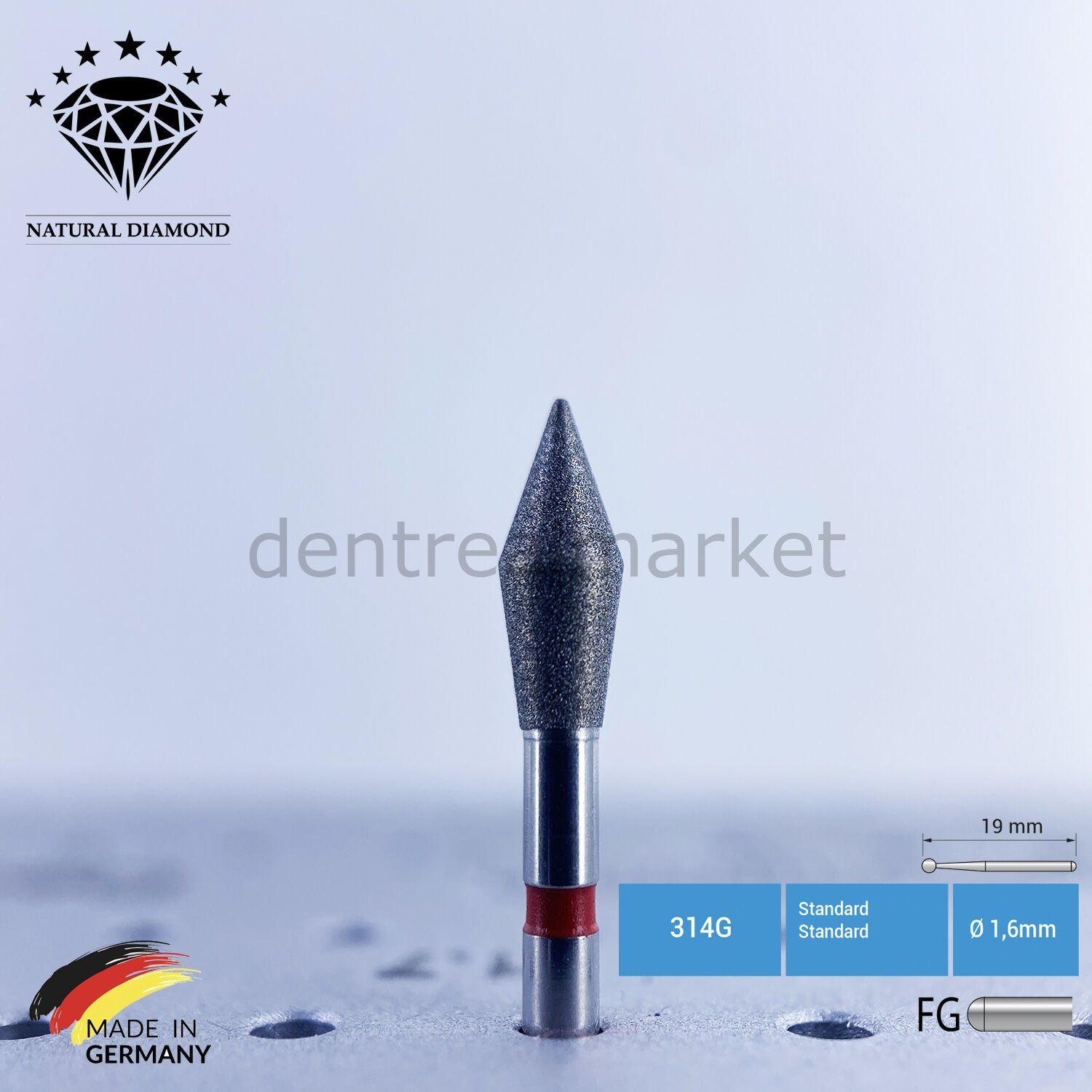 Doğal Elmas Frez - 899 - Labut - Occlusal - 5 Adet