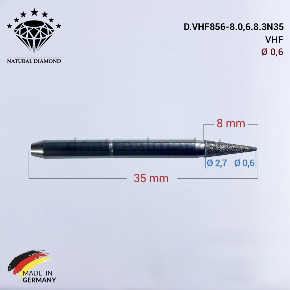 VHF Elmas Cad Cam Drill 0,6 mm